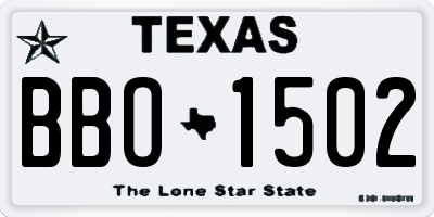 TX license plate BBO1502