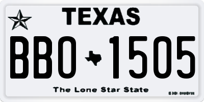 TX license plate BBO1505