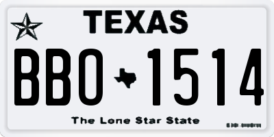 TX license plate BBO1514