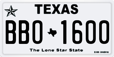 TX license plate BBO1600