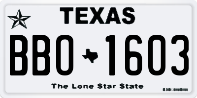 TX license plate BBO1603