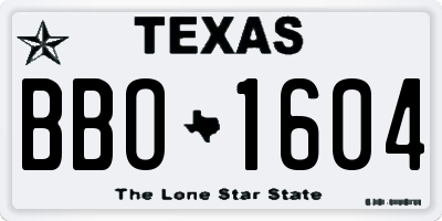 TX license plate BBO1604