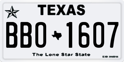 TX license plate BBO1607
