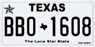 TX license plate BBO1608