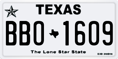 TX license plate BBO1609