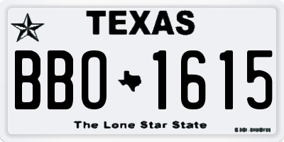 TX license plate BBO1615
