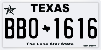 TX license plate BBO1616
