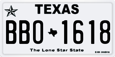 TX license plate BBO1618
