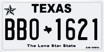 TX license plate BBO1621