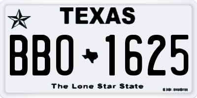 TX license plate BBO1625