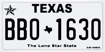 TX license plate BBO1630
