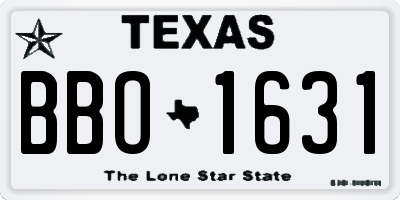 TX license plate BBO1631