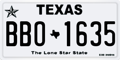 TX license plate BBO1635