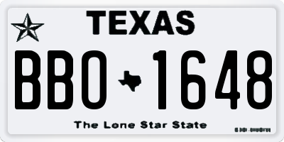 TX license plate BBO1648