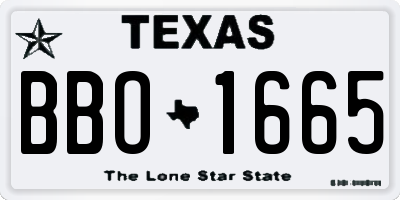 TX license plate BBO1665
