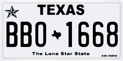 TX license plate BBO1668