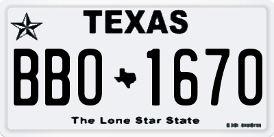 TX license plate BBO1670