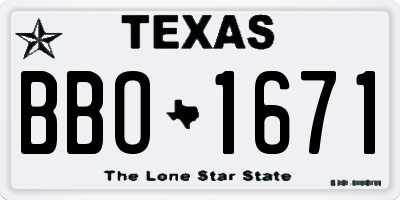 TX license plate BBO1671