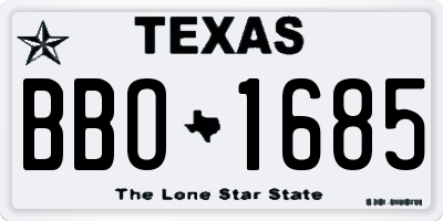 TX license plate BBO1685