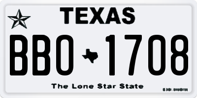 TX license plate BBO1708