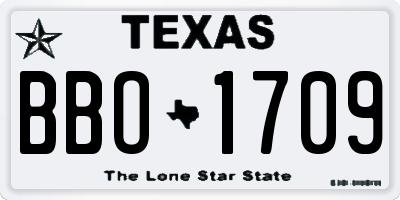 TX license plate BBO1709