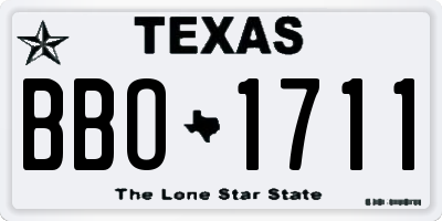 TX license plate BBO1711