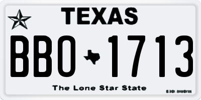 TX license plate BBO1713