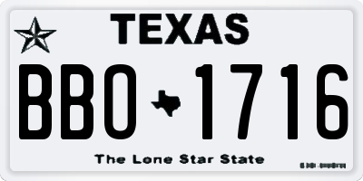 TX license plate BBO1716