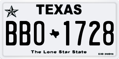 TX license plate BBO1728