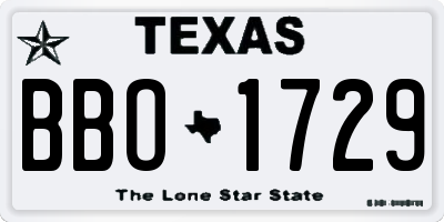 TX license plate BBO1729