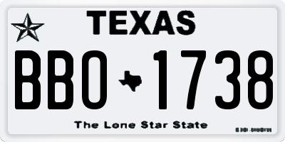 TX license plate BBO1738