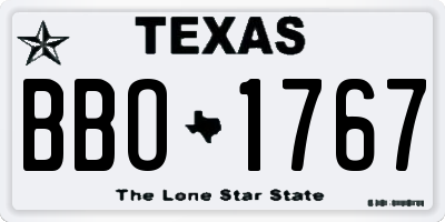 TX license plate BBO1767