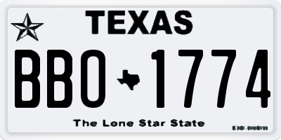 TX license plate BBO1774