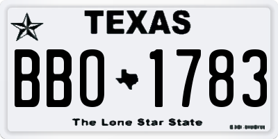 TX license plate BBO1783