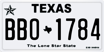 TX license plate BBO1784