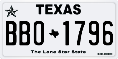 TX license plate BBO1796
