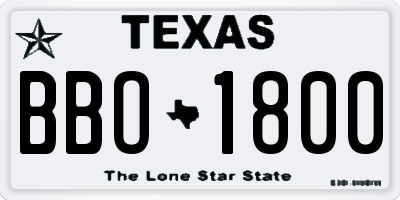 TX license plate BBO1800