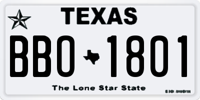 TX license plate BBO1801