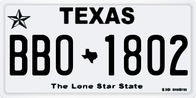 TX license plate BBO1802