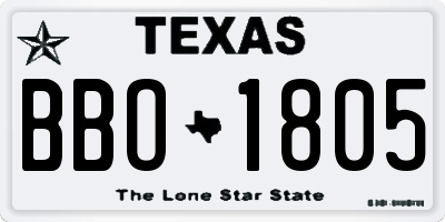 TX license plate BBO1805