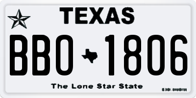 TX license plate BBO1806