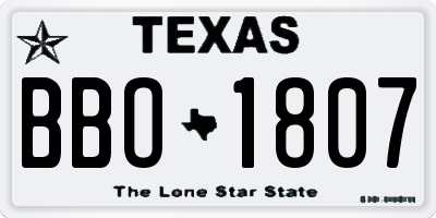 TX license plate BBO1807