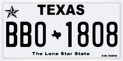 TX license plate BBO1808