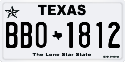 TX license plate BBO1812