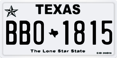 TX license plate BBO1815