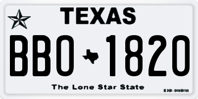 TX license plate BBO1820