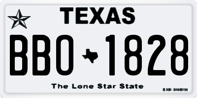 TX license plate BBO1828
