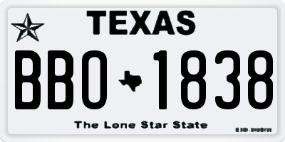 TX license plate BBO1838