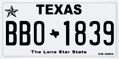 TX license plate BBO1839