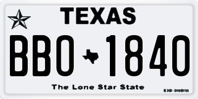 TX license plate BBO1840